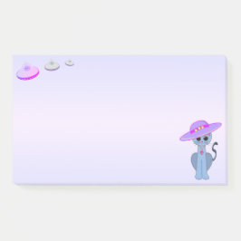 Katze in einem Hut und fliegenden Sauceron Post-it Klebezettel