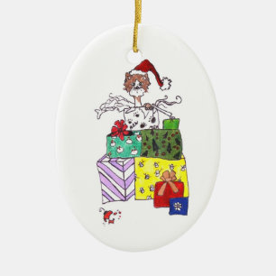 Katze in einem Kasten Keramikornament