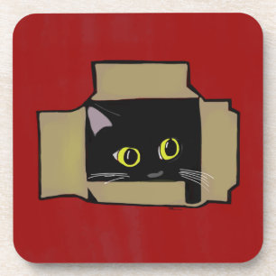 Katze in einem Kasten-Rot Getränkeuntersetzer