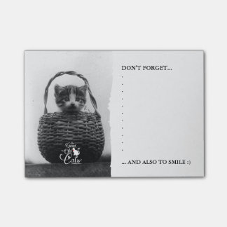 Katze in einem Korb-Vintagen Foto Post-it Klebezettel