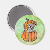 Katze in einem Kürbis Magnet (Vorderseite/Rückseite)