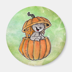 Katze in einem Kürbis Magnet