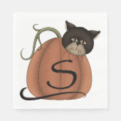 Katze in einem Kürbis Serviette (Vorderseite)