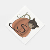 Katze in einem Kürbis Serviette (Ecke)