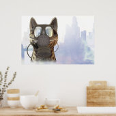 Katze in einem Ökologie-Plakat für Gasmasken Poster (Küche)