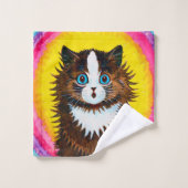 Katze in einem Regenbogen, Louis Wain Badhandtuch Set (Waschlappen)
