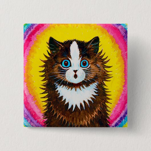 Katze in einem Regenbogen, Louis Wain Button (Vorderseite)