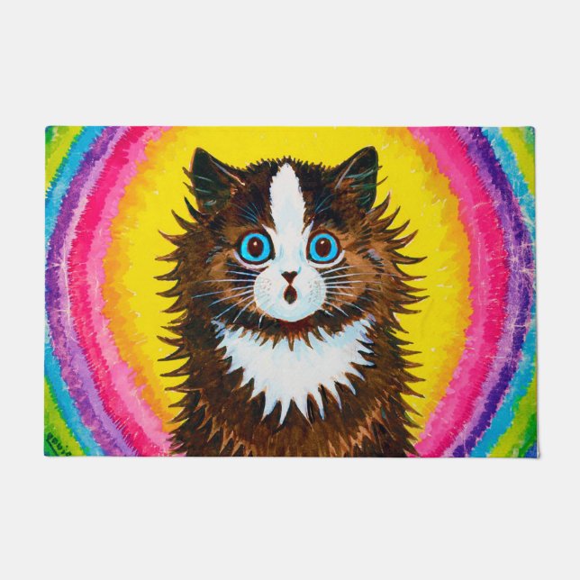 Katze in einem Regenbogen, Louis Wain Fußmatte (Vorderseite)