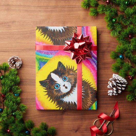 Katze in einem Regenbogen, Louis Wain Geschenkpapier (Feiertagsgeschenk)