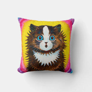 Katze in einem Regenbogen, Louis Wain Kissen