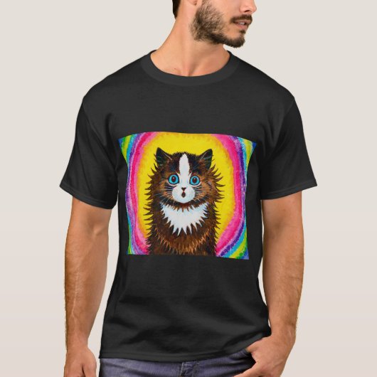 Katze in einem Regenbogen, Louis Wain T-Shirt (Vorderseite)