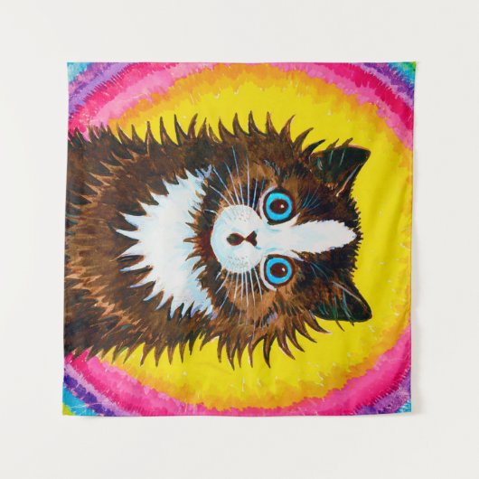 Katze in einem Regenbogen, Louis Wain Wandteppich (Vorderseite (Horizontal))