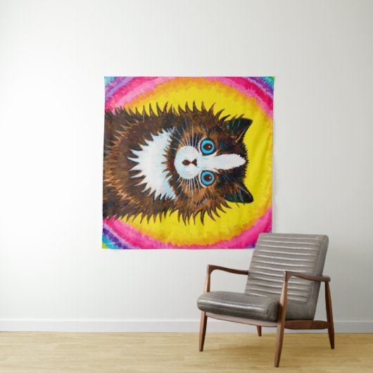 Katze in einem Regenbogen, Louis Wain Wandteppich (Beispiel (Horizontal))