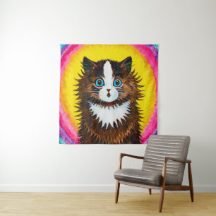 Katze in einem Regenbogen, Louis Wain Wandteppich