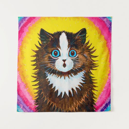 Katze in einem Regenbogen, Louis Wain Wandteppich (Vorderseite)