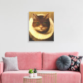 Katze in einem Ruff Niedliche Viktorianische Kunst Leinwanddruck (Insitu (Wohnzimmer))