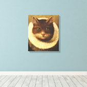 Katze in einem Ruff Niedliche Viktorianische Kunst Leinwanddruck (Insitu (Holzboden))