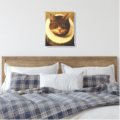 Katze in einem Ruff Niedliche Viktorianische Kunst Leinwanddruck (Insitu (Schlafzimmer))