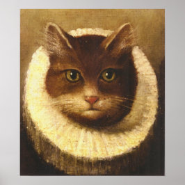 Katze in einem Ruff Niedliche Viktorianische Kunst Poster