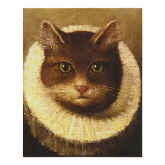 Katze in einem Ruff Niedliche Viktorianische Kunst Poster (Vorderseite)