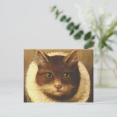 Katze in einem Ruff Niedliche Viktorianische Kunst Postkarte (Stehend Vorderseite)