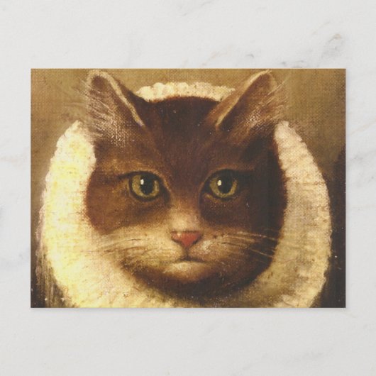 Katze in einem Ruff Niedliche Viktorianische Kunst Postkarte (Vorderseite)