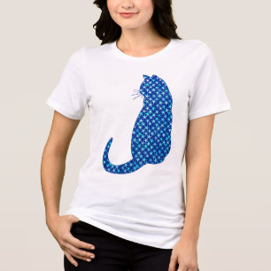 Katze in einem Sternmuster auf Deep Blue Tri-Blend Shirt