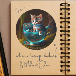 Katze in einem Teacup | Kitten in einem Teacup Cat Runder Aufkleber