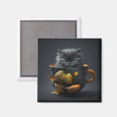 Katze in einem Teacup Magnet (Vorderseite/Rückseite)