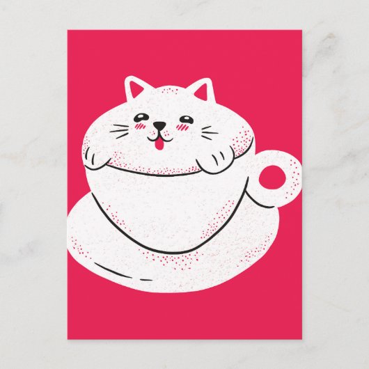 Katze in einem Teacup Postkarte (Vorderseite)