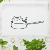 Katze in einem Topf-Geschirrtuch Handtuch (Gefaltet)