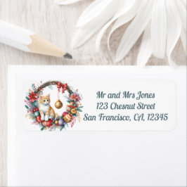 Katze in einem Weihnachtsblumenreich 2-Rücksendead