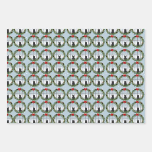 Katze in einem Weihnachtskranz Geschenkpapier Set (Vorderseite 2)