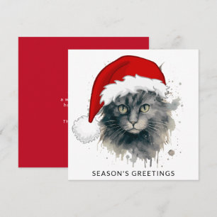 Katze in einem Weihnachtsmannhut Fröhliche Weihnac Feiertagskarte