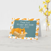 Katze in einer Box Neue Zuhause Karte (Gelbe Blume)