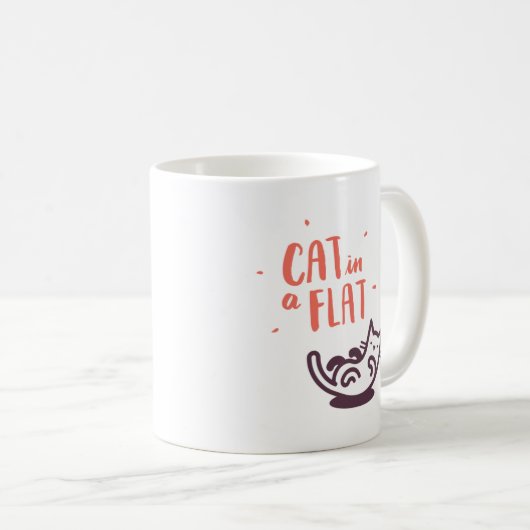 Katze in einer Ebene Kaffeetasse (VorderseiteRechts)