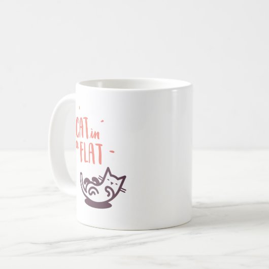 Katze in einer Ebene Kaffeetasse (Vorderseite Links)