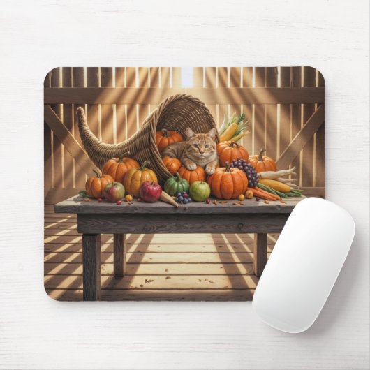 Katze in einer Erntedank-Füllhorn Mousepad (Mit Mouse)