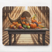 Katze in einer Erntedank-Füllhorn Mousepad (Vorne)