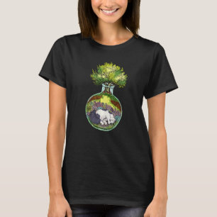 Katze in einer Flasche Niedliche Wasserfarbe Rose T-Shirt