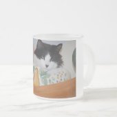 Katze in einer Fruchtschale Mattglastasse (VorderseiteRechts)