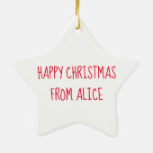 Katze in einer Kiste personalisierte Weihnachtsbau Keramik Ornament (Hinten)