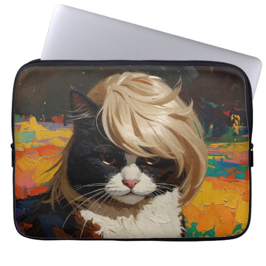 Katze in einer Perücke (#2) Laptopschutzhülle (Vorderseite)