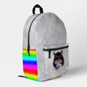 Katze in einer Perücke + Sonnenbrille (Gemälde #1 Bedruckter Rucksack