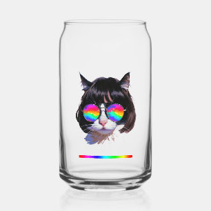 Katze in einer Perücke + Sonnenbrille (Gemälde #1 Dosenglas