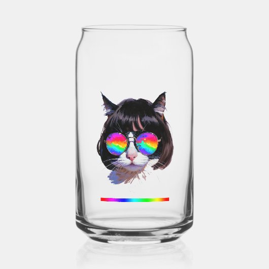 Katze in einer Perücke + Sonnenbrille (Gemälde #1  Dosenglas (Rückseite)