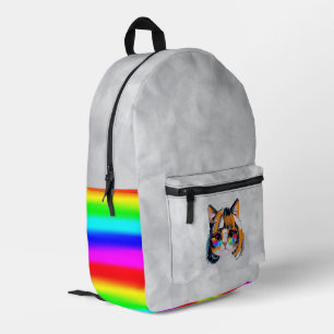 Katze in einer Perücke + Sonnenbrille (Gemälde #2 Bedruckter Rucksack