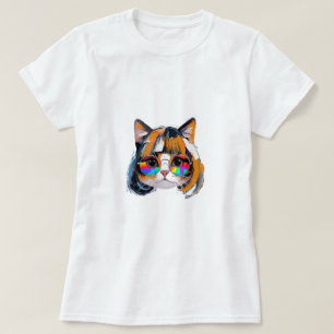 Katze in einer Perücke + Sonnenbrille (Gemälde #2) T-Shirt