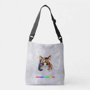 Katze in einer Perücke + Sonnenbrille (Gemälde #2) Tragetaschen Mit Langen Trägern