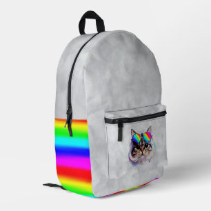 Katze in einer Perücke + Sonnenbrille (Gemälde #3 Bedruckter Rucksack